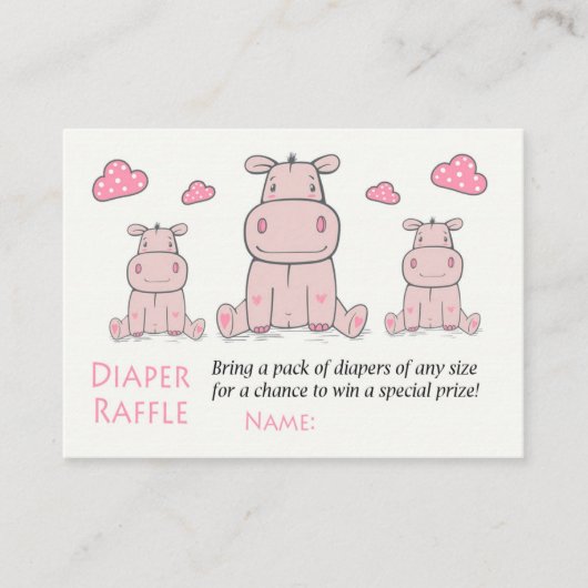 Rose Hippo Diaper Raffelkarten Platzkarte (Vorderseite)
