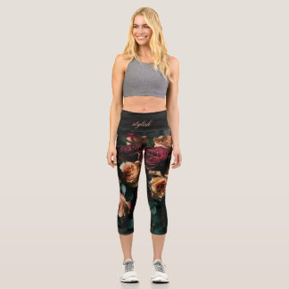 Rose Hochwaisted Capris - Stilvolles Blumenyoga