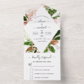 Rose Hochzeit der botanischen Vegetation All In One Einladung (Innen Boden)