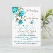 Rose Hochzeit Einladungen mit Türkis & Gold (Stehend Vorderseite)