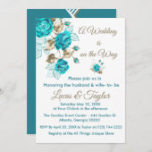 Rose Hochzeit Einladungen mit Türkis & Gold (Vorne/Hinten)