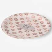 Rose Hochzeit Gold und Blush Foil Lips Pappteller (Schrägansicht)