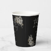 Rose Hochzeit in Schwarz-Weiß-Gotik Pappbecher (Rechts)