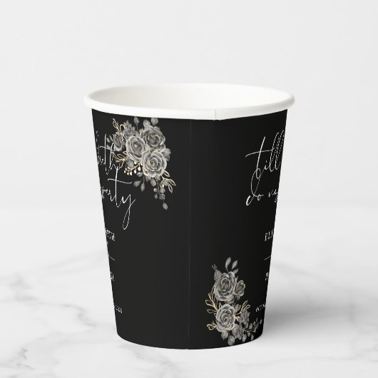 Rose Hochzeit in Schwarz-Weiß-Gotik Pappbecher (Rechts)