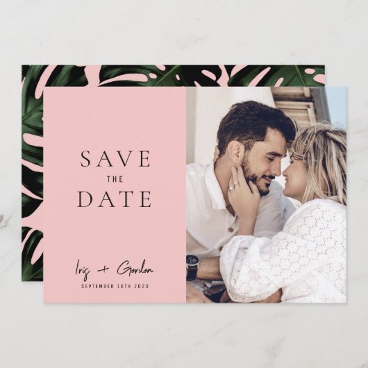 Rose Hochzeit in Urlaubsort Foto Save the Date Kar (Vorne/Hinten)