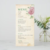 Rose-Hochzeit Menükarte (Stehend Vorderseite)