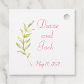 Rose Hochzeit mit Aquarellblumen Geschenkanhänger (Rückseite)