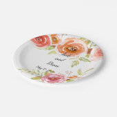 Rose Hochzeit mit Aquarellblumen Pappteller (Schrägansicht)