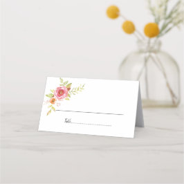 Rose Hochzeit mit Aquarellblumen Platzkarte