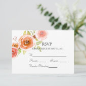 Rose Hochzeit mit Aquarellblumen RSVP Karte (Stehend Vorderseite)