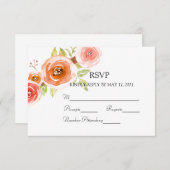Rose Hochzeit mit Aquarellblumen RSVP Karte (Vorne/Hinten)