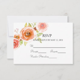 Rose Hochzeit mit Aquarellblumen RSVP Karte