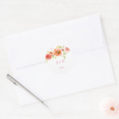 Rose Hochzeit mit Aquarellblumen Runder Aufkleber (Umschlag)