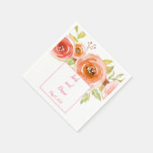 Rose Hochzeit mit Aquarellblumen Serviette (Ecke)
