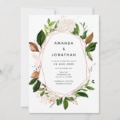 Rose Hochzeit mit goldfarbenem, rosafarbenem, geom Einladung (Vorderseite)