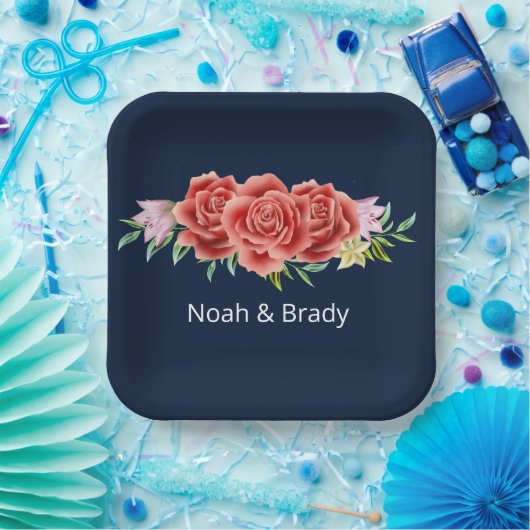 Rose Hochzeit Pappteller (Party)