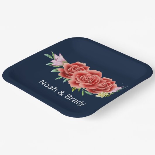 Rose Hochzeit Pappteller (Gewinkelt)