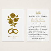 Rose & Hochzeitsbands Katholisches Gebet Keepake (Vorne & Hinten)