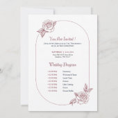 Rose Hochzeitseinladung und Programm (Rückseite)