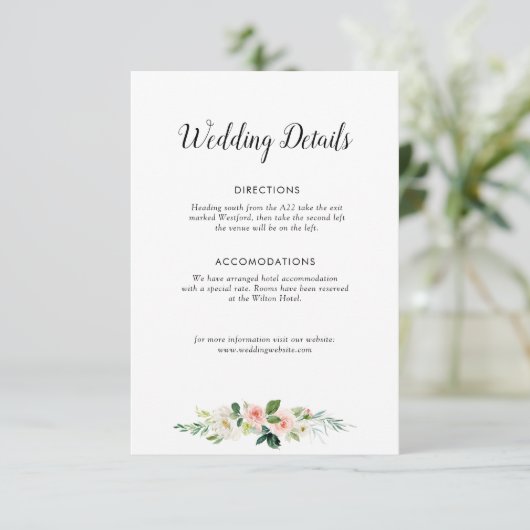 Rose Hochzeitskarte Begleitkarte (Stehend Vorderseite)