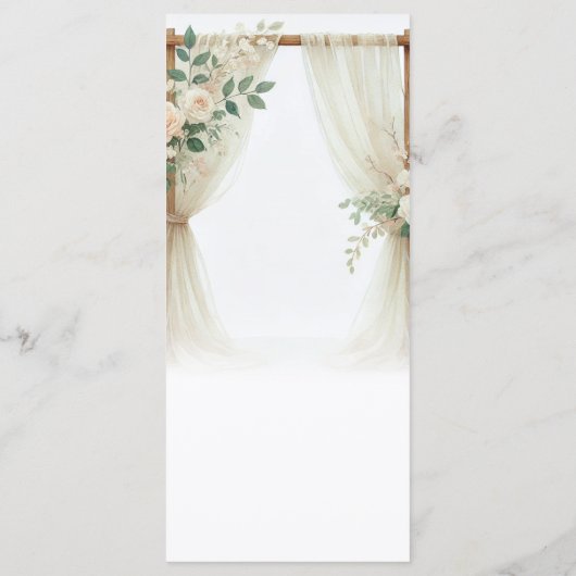 Rose Hochzeitsmenü mit Blumenholz Menükarte (Rückseite)