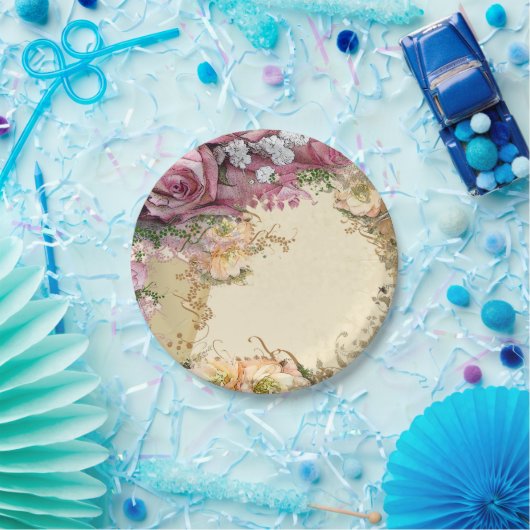 Rose Hochzeitsplatte Pappteller (Party)