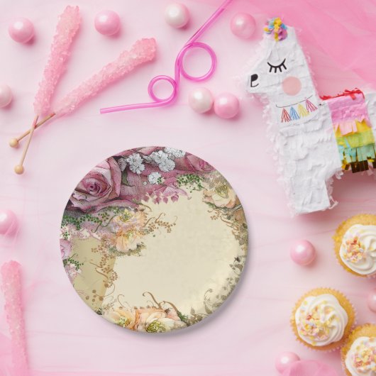 Rose Hochzeitsplatte Pappteller (Party)