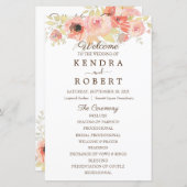 Rose Hochzeitsprogramm für Korallen (Vorne/Hinten)