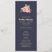 Rose | Hochzeitsprogramme für Navy Blue Programm (Vorderseite)