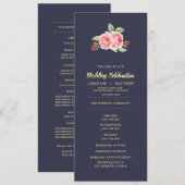 Rose | Hochzeitsprogramme für Navy Blue Programm (Vorne/Hinten)