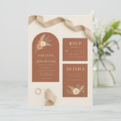 Rose Hochzeitssammlung Set | Terracot Einladung (Stehend Vorderseite)