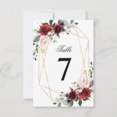 Rose Hochzeitsstimmung in Rosa und Burgund Tischnu Einladung (Vorderseite)