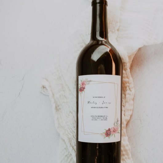 Rose Hochzeitsweinflaschenlabel Vorlage Weinetikett