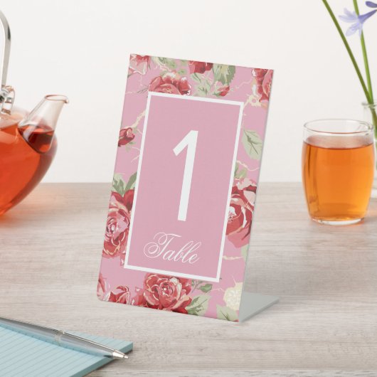 Rose Hochzeitszeichen Tischnummer Sockelschild (In SItu)