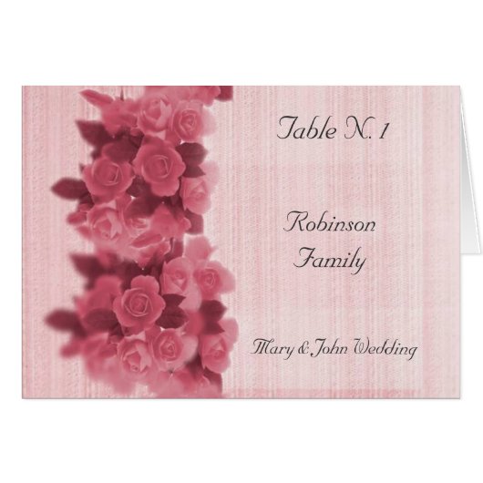 Rose Hochzeittisch-Sitzmenü (Vorderseite (Horizontal))