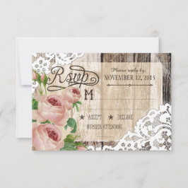 Rose Holz und Spitzen RSVP-Karte RSVP Karte