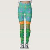 Rose Hört auf Aquamarin und Aprikose Leggings (Vorderseite)