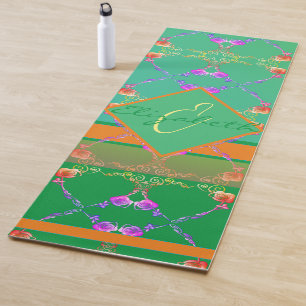 Rose Hört auf Aquamarin und Aprikose Yogamatte