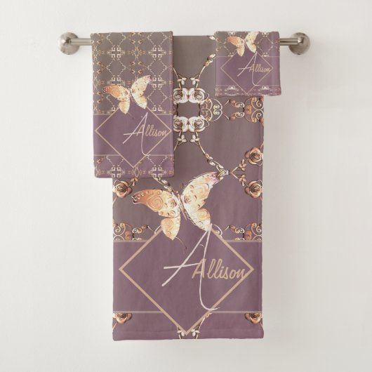 Rose Hört auf Pflaumenmooshandtuch Badhandtuch Set (Insitu)