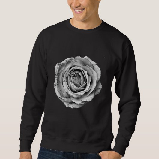 Rose Hübsche Blume Schwarz-Weiß Sweatshirt (Vorderseite)