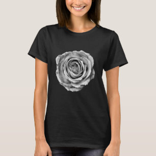 Rose Hübsche Blume Schwarz-Weiß T-Shirt
