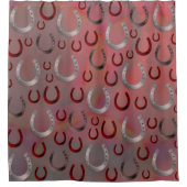 Rose, Hufeisen, Silber, Muster grau, Glück, Duschvorhang (Vorderseite)