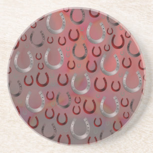 Rose, Hufeisen, Silber, Muster grau, Glück, Patter Getränkeuntersetzer
