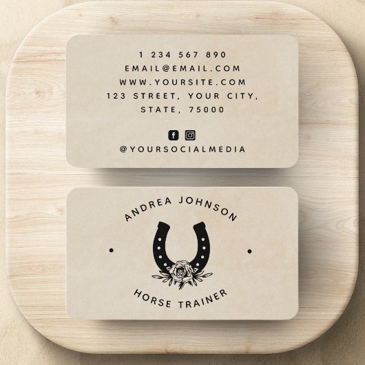 Rose-Hufeisenfarm Ranch Reitlehrer Visitenkarte