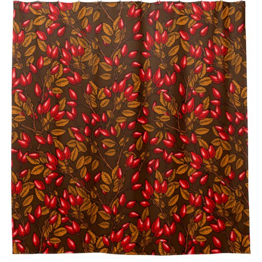 Rose Hüften, braun und rot Duschvorhang (Vorderseite)