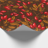 Rose Hüften, braun und rot Geschenkpapier (Ecke)