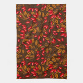 Rose Hüften, braun und rot Geschirrtuch (Vertikal)