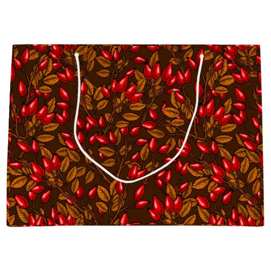 Rose Hüften, braun und rot Große Geschenktüte (Vorderseite)