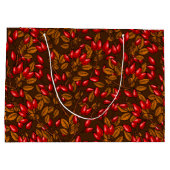 Rose Hüften, braun und rot Große Geschenktüte (Rückseite)