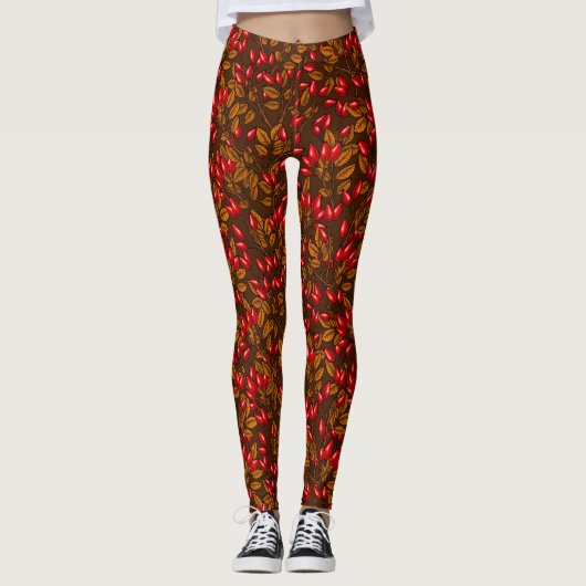 Rose Hüften, braun und rot Leggings (Vorderseite)